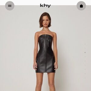 Faux Leather Strapless Mini Dress